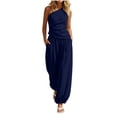 thumbnail image 2 of SOOMLON Pants Sets Women 2 Piece Outfits Plus Size One Shoulder Top Loose Jogger with Pockets 2 Piece Summer Sets, 2 of 6