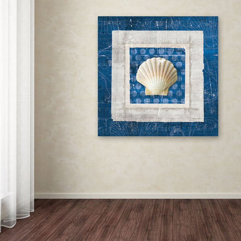 Trademark Fine Art "Sea Shell III on Blue" Canvas Art by Belinda Aldrich