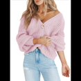 thumbnail image 1 of Suéter de Punto Grueso Abierto para Mujer, Larga, Botones, Cárdigan Corto Holgado, Abrigos de Abrigo. Rosa XXL, 1 of 6