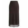 thumbnail image 4 of SOOMLON Mesh Skirts Women High Waist Elastic Waist Ankle Length Skirt Side Spilt Wrap Skirt Trendy Vacation Skirt, 4 of 9