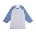 thumbnail image 6 of Men's Long Sleeve Round Neck Contrast Color Raglan Three Quarter Sleeve T-Shirt Top for Spring Fall Weekend Outfit,Blue,M, 6 of 8