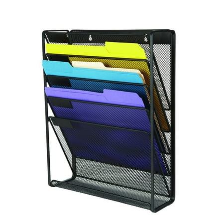Wire Mesh Wall File 5 Pocket Letter Size Black 16 H X 12 8 10 W Wire Mesh Wall File 5 Pocket Letter Size Black 16