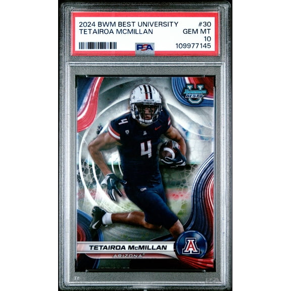 Graded 2024 Topps Bowman Best University Tetairoa McMillan #30 Rookie RC Football Card PSA 10 Gem Mint
