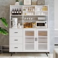 thumbnail image 1 of Alacenas de Cocina, Alacena con 3 Cajones y 2 Puertas, Estantes Abiertos, Alacena Moderna para Pasillo, Cocina, Comedor, 120 * 40 * 151cm (Blanco), 1 of 9