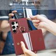 thumbnail image 6 of TECH CIRCLE for Galaxy S24+ Wallet Case with Card Holder, Lanyard Wrist Strap Loop Holder Kickstand RFID Blocking Finger Grip Ring PU Leather Shockproof Cover for Galaxy S24+ 6.7",Winered, 6 of 8