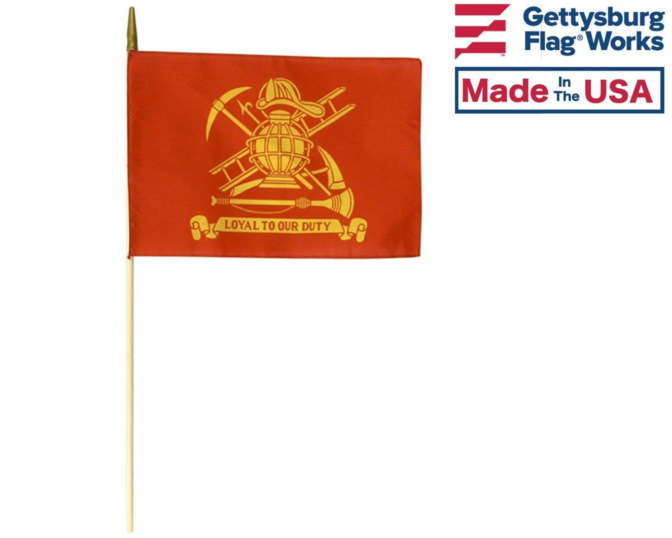 Fireman Stick Flag, 12x18" Polyester Flags on a Staff, Pack of 12, Firefighter Memorial, Made in USA