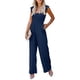 thumbnail image 2 of VISgogo Mono de pierna ancha de verano para mujer, mono de manga voladora de color sólido con cuello cuadrado fruncido VISgogo moda, 2 of 5