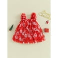 thumbnail image 4 of xiaxaixu Robe Ligne A pour Filles, Robe Sans Manches Père Noël Bonhomme de Neige Imprimé Neige Robe en Tulle Costume de Noël, 4 of 9