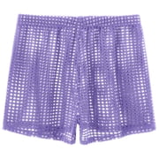 TANBOM Men's Long Leg Breathable Mesh Boxer Briefs Underwear, Purple, 1-Pack, S