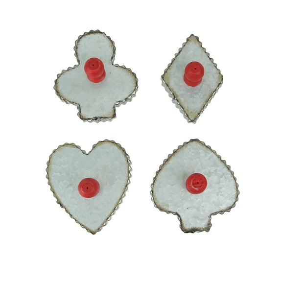 Zeckos Zinc Finish Playing Card Suit Cookie Cutter Wall Hooks Set of 4