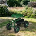 thumbnail image 3 of Gymax Chariot de Jardin Roulant pour Trottinette avec Siège Réglable, Panier de Rangement, Plateau, Vert, 3 of 7