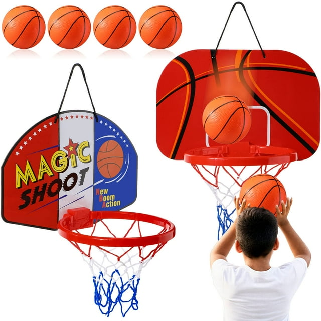 Mini canasta de baloncesto Sosation, 2 unidades con 4 pelotas, bomba y ganchos