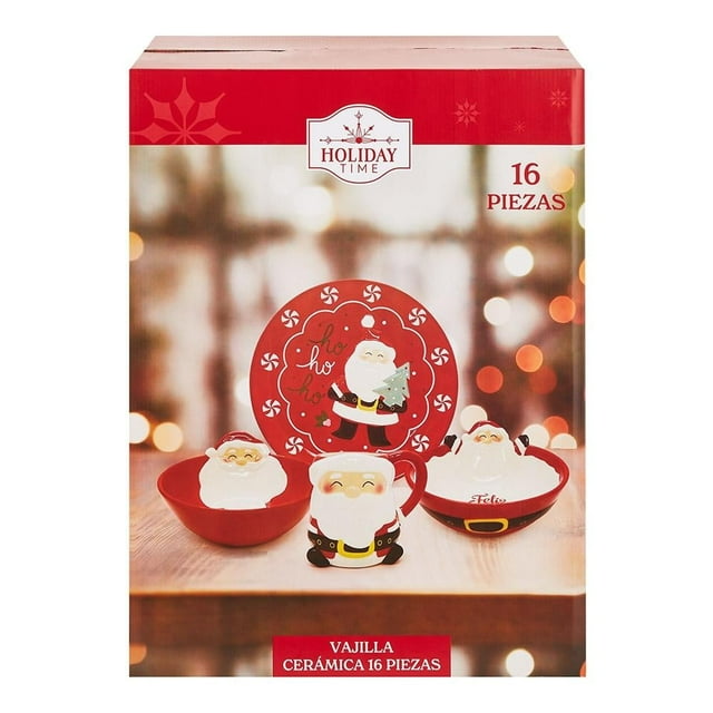 Vajilla Holiday Time Navideña de Cerámica para 4 personas