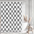 thumbnail image 1 of Checkerboard Grid Pattern Shower Curtain - White Grey Modern Design, Aesthetic Shower Curtain Sets Decoration, 71x71 Inch with Hooks, Perfect for Minimalist and Contemporary Bathrooms, 1 of 6