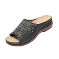 thumbnail image 2 of Women Wedge Sandals Platform Open Toe Strappy Wide Fit Shoes Womens Comfort Ladies Summer Non Slip Walking Shoes Casual Slippers Army Green 7.5, 2 of 7