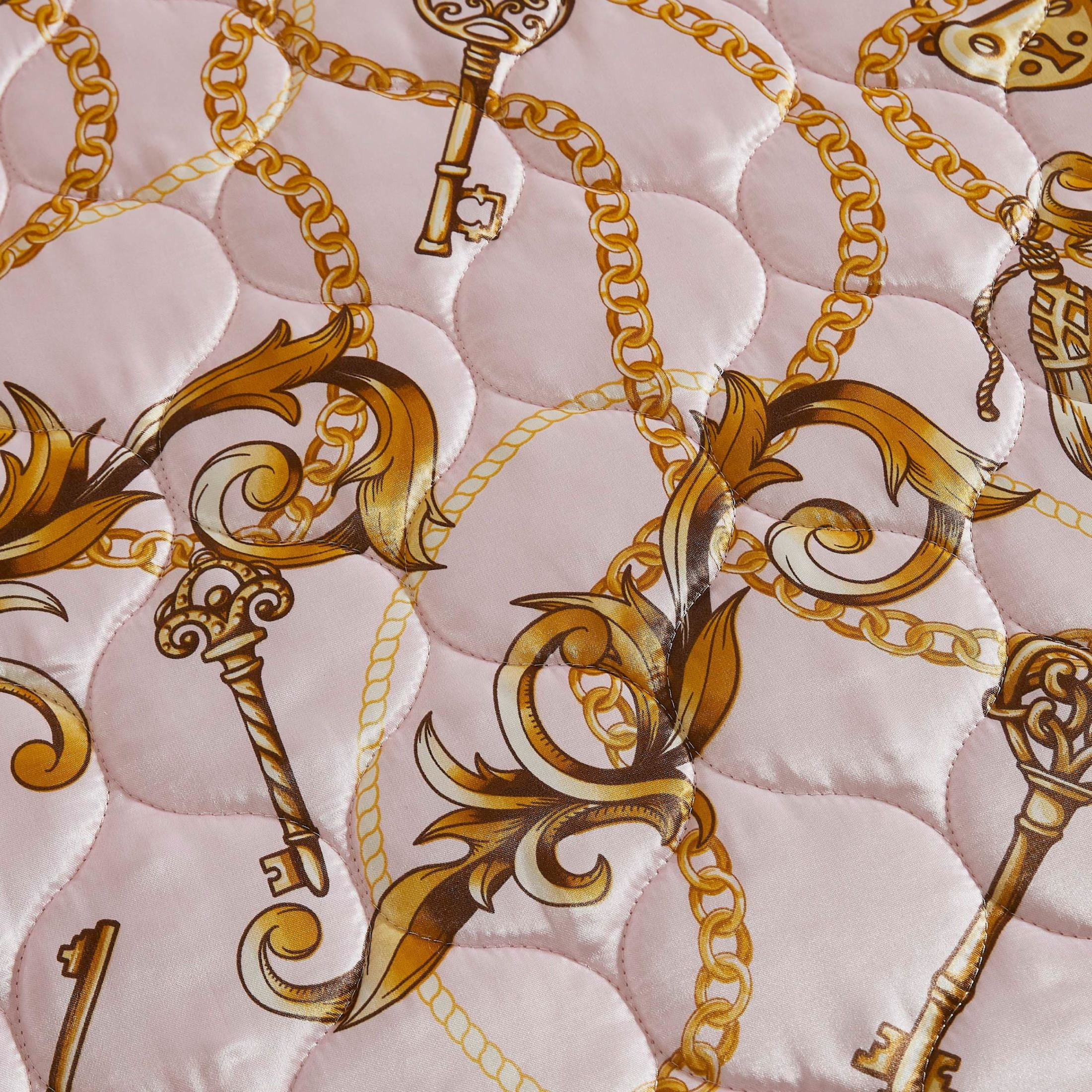 Baby Phat Printed Satin Chain Light Pink 3-Piece Quilt Set, King