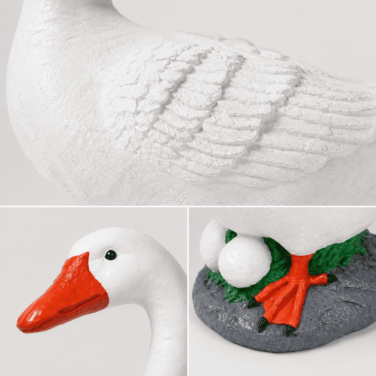 Large 19″ Cement porch Goose Statue, American Dress up goose statue, life-size American sculpture, Bird garden decor, outdoor Gift for mom