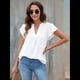 thumbnail image 5 of Blusa de Mujer con Cuello en V y Mangas con Volantes, Blusas Holgadas, Elegantes, Casuales, Lindas, para Verano L, 5 of 9
