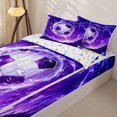 thumbnail image 3 of Castle Fairy Abstract Soccer Zipper Twin Comforter Sets with Fitted Sheet and 2 Pillowcases, Purple Starry Sky Zipper Bedding Set,4-Piece, 3 of 6