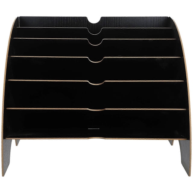 Tabletop Brochure Holder Document Organizer Desk Accessories Fan-Shaped Wood 14×10.6×10.6In 1Set Stackable Letter Tray