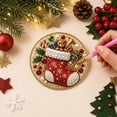 thumbnail image 3 of PLPPYFS 6PCS Christmas Wooden Ornaments DIY Pearl Diamond Art Kit, 3.15x3.15" Holiday Tree Decor, 6 Festive Designs, Pendant Style, Xmas Tree Decoration Home Party Gift for Adults, 3 of 5