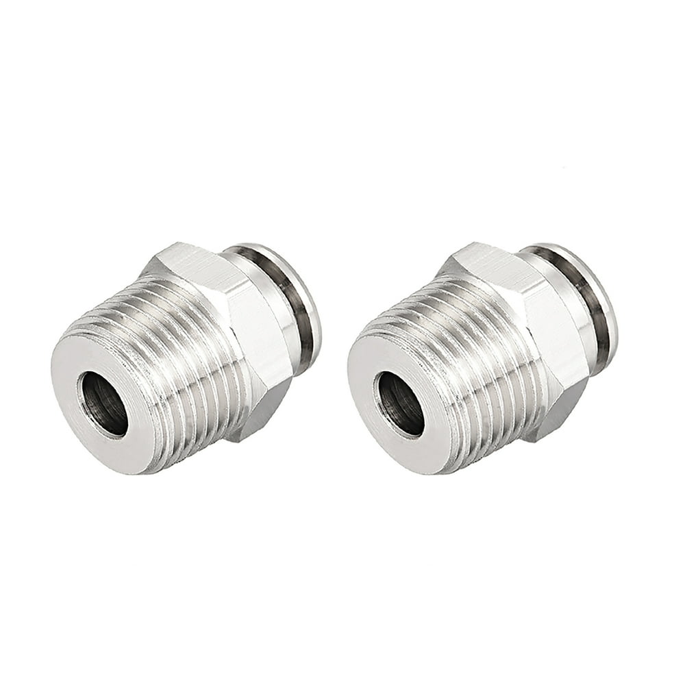 8mm Tube to 3/8 NPT Push Lock Fittings, Full Brass Nickel Plated Air