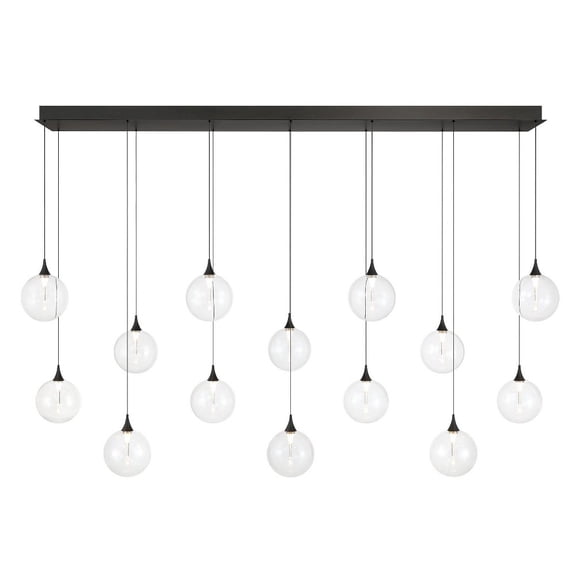 Eurofase 48939-010 Iissa 14-Light 72 in. Matte Black Clear Glass Chandelier