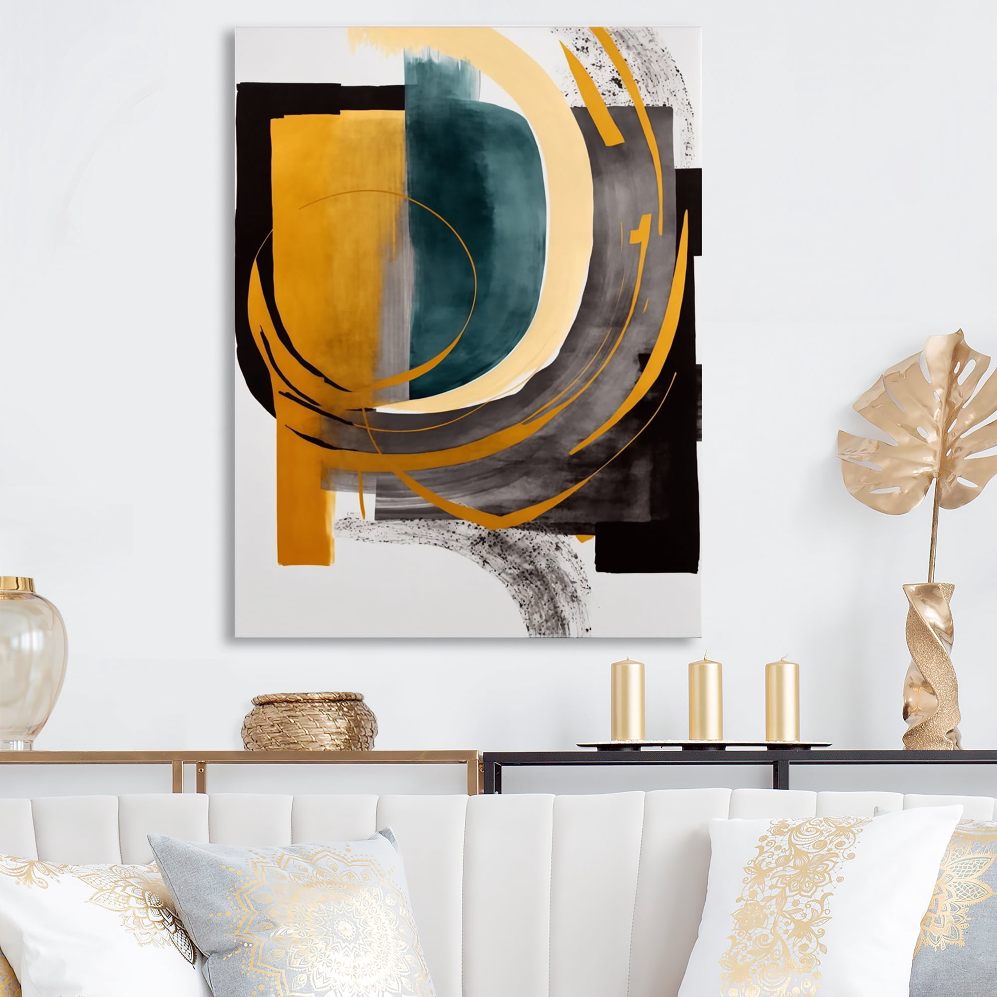Designart Modern Green Art Deco IV Canvas Wall Art