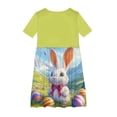 thumbnail image 4 of Moxiu Easter Dress for Girls Bunny Rabbit Easter Eggs Print Swing Dresses Casual Flared Dresses Summer Outfits 4-14 Years 2025 Green,11 Years, 4 of 5