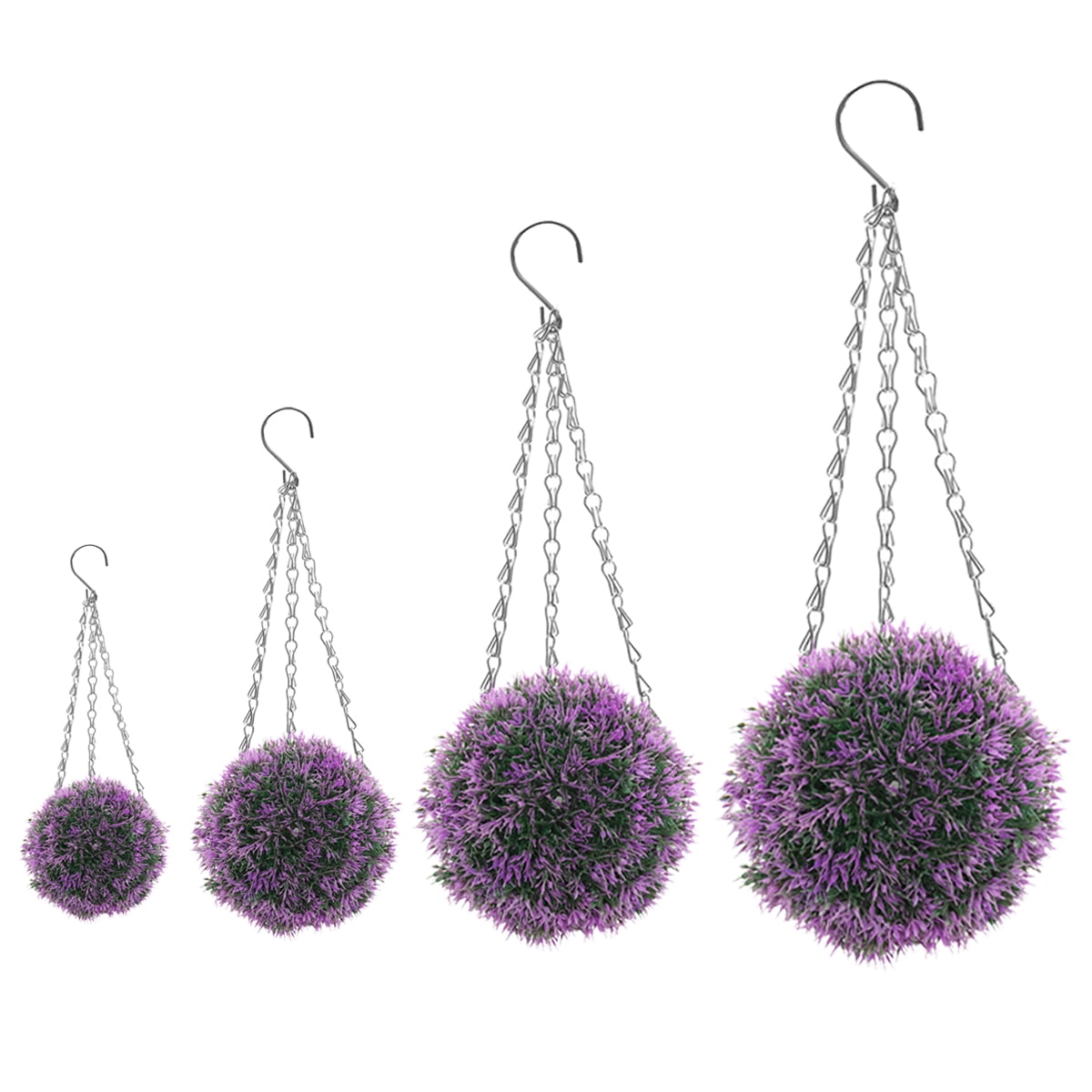 Artificial Violet Hanging Ball Purple Fake Flowers Artificial Plant Hanging Topiary for Wedding Home Decor Office Garden Patio Christmas Xmas Party Decoration