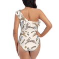 thumbnail image 5 of Uemuo Retro Rabbit Print Women's One Piece Swimsuit Asymmetrical Neck Bathing Suit One Shoulder Side Cutout Ruffle Swimwear-Medium, 5 of 6