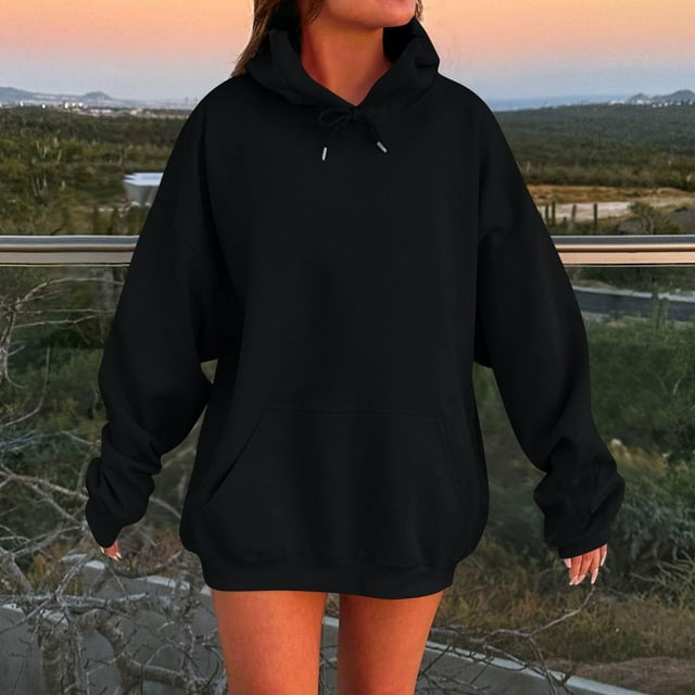 IMENGL Oversized Winter cotton hooded pullover sweatshirt, Black XL, Size M-5XL