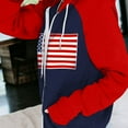 thumbnail image 3 of Women's Hooded Jackets Zip Drawstring Raglan Sleeve Color Block Flag Print Cardigan Casual Stylish Coat With Pockets (XL, Blue), 3 of 4