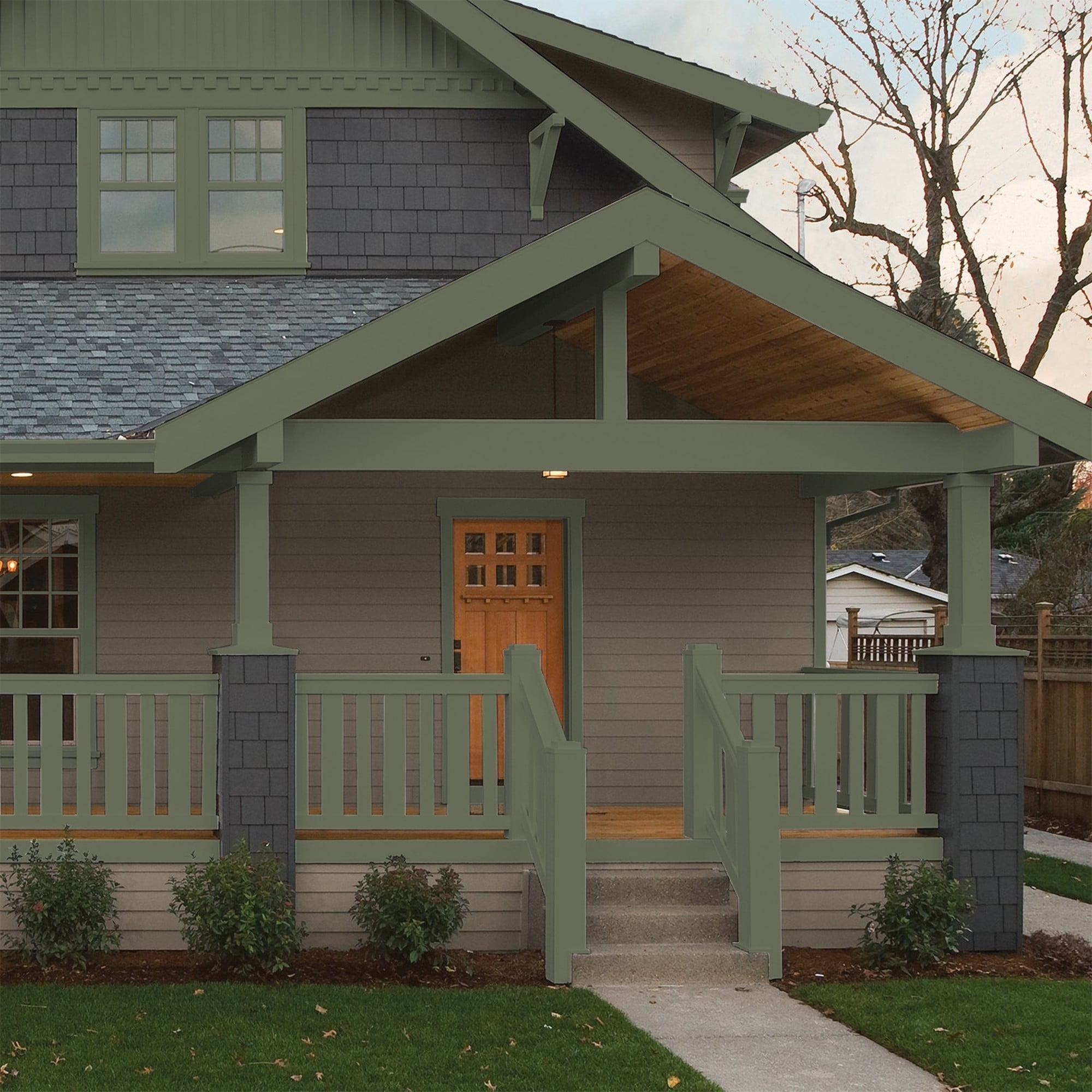 Glidden HEP All About Olive / Green Semi-Gloss Exterior Paint with Primer, 1 Quart