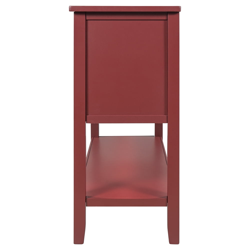 Lowestbest 45" Classic Console Table with Storage Drawers, Sofa Table with 7 Drawers, 1 Cabinet and 1 Shelf (Red) Lowestbest 45" Classic Console Table with Storage Drawers, Sofa Table with 7 Drawers, 1 Cabinet and 1 Shelf (Red)