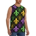 thumbnail image 2 of Haiem Men's Mardi Gras1 Print Tank Tops Summer Sleeveless Cut Off Workout T-Shirts Fitness Vest Athletic Undershirts-Small, 2 of 8