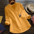 thumbnail image 2 of Kcodviy Blouse en Coton et Lin pour Femmes Manches Longues Décontractée d'Été Imprimé Chat Chemise Boutonnée pour Camping, 2 of 4