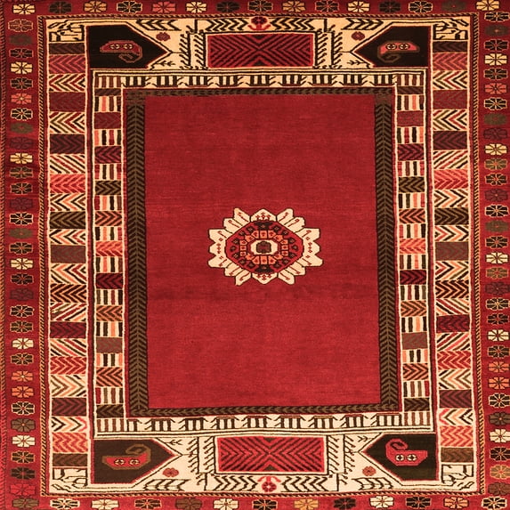 Ahgly Company Indoor Square Persian Orange Traditional Area Rugs, 8' Square