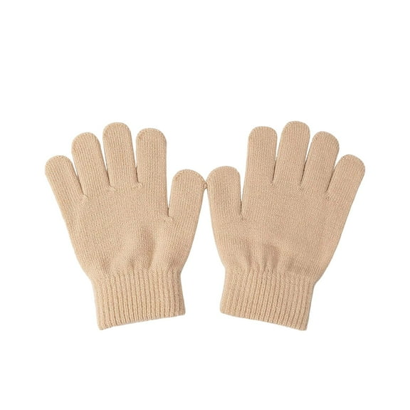 Gloves for Toddlers Fall Winter Unisex Kids Full Fingered Warm Gloves Solid Color Soft Five Finger Handwear for Boys and Girls Toddlers Outdoor Play Toddler Girl Gloves Beige 4 Years-8 Years