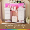 thumbnail image 6 of Enhomee White 10 Drawers Dresser for Bedroom with Hanging Rack Storage Cabinet with Led Lights & Charging Station, 6 of 9