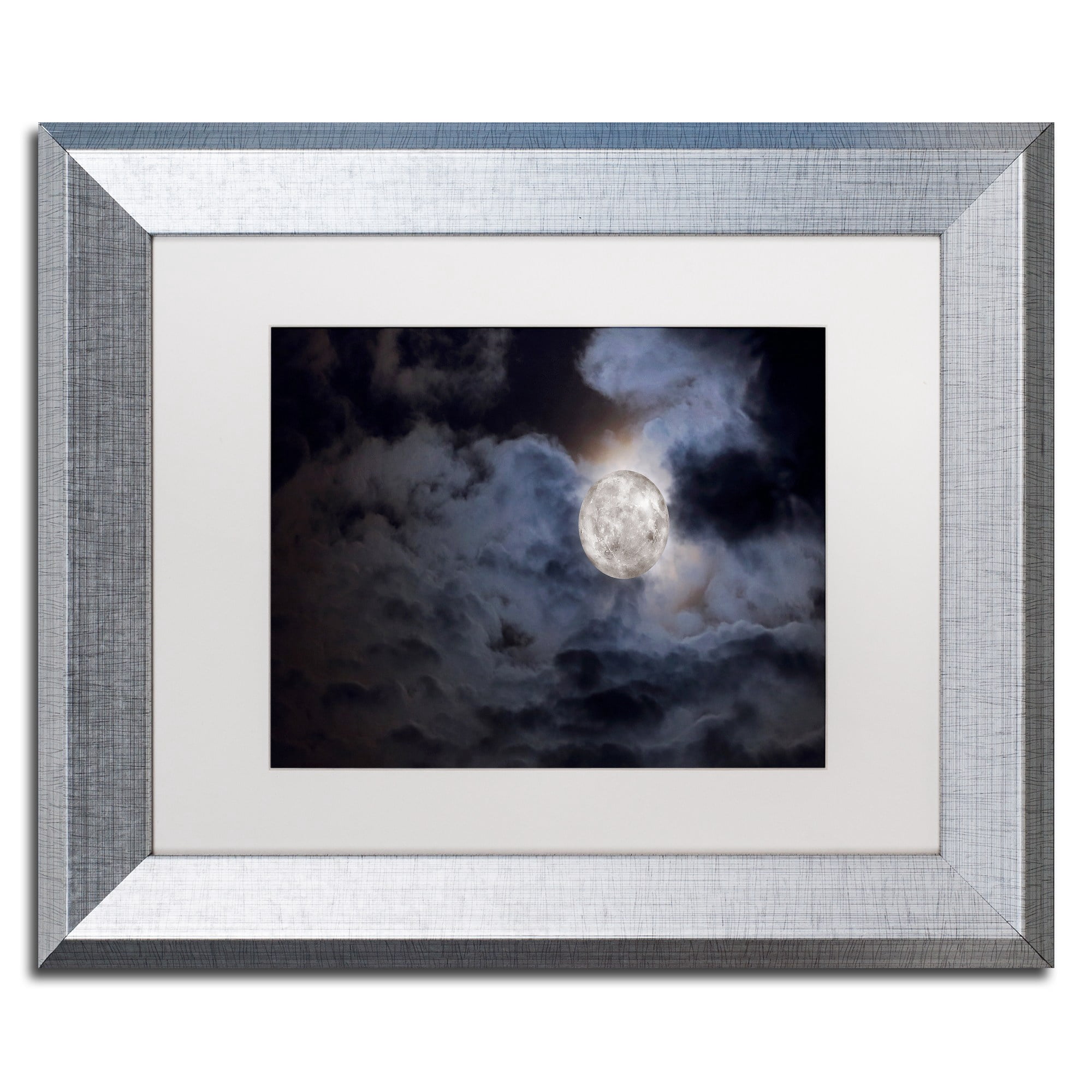 Trademark Fine Art "Supermoon " Canvas Art by Jason Shaffer, White Matte, Silver Frame