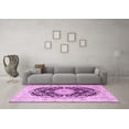 thumbnail image 3 of Ahgly Company Indoor Round Medallion Pink Traditional Area Rugs, 7' Round, 3 of 4