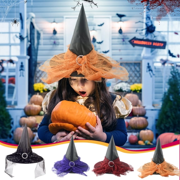 TanSiDing Halloween Witch Hat for Women Lace Decor Vintage Cap Carnival Party Accessories Fancy Dress Witchcraft Wizard Hat Gothic Purim Christmas Masquerade Adult