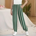 thumbnail image 2 of Miluxas Girl's Striped Bottom Sweatpants High Waist Sporty Gym Athletic Fit Jogger Pants Casual Trousers Army Green 9 Years(140), 2 of 6