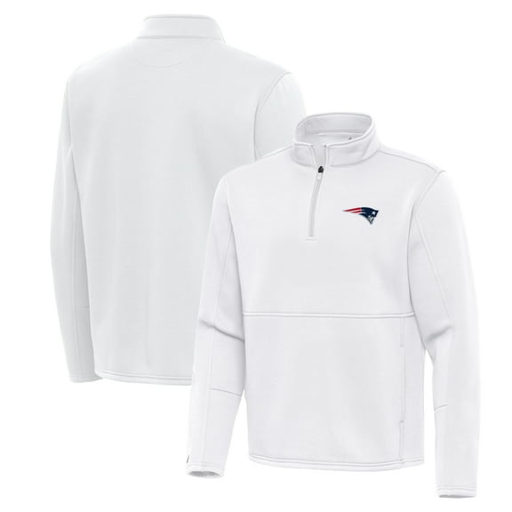 Men's Antigua White New England Patriots Twist Quarter-Zip Pullover Jacket