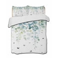 thumbnail image 2 of Blue Green Eucalyptus Queen Size Down Alternative Comforter, Lightweight Comforter Quilt Bedding Set with Pillow Shams Sage Gradient Leaves Butterfly All Seasons Bed Comforter Duvet Insert 90"x96", 2 of 7