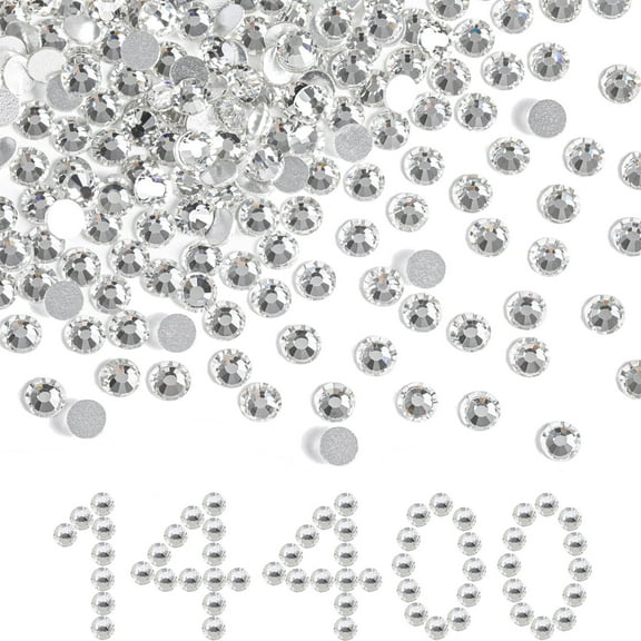 Beadsland Flatback Clear Rhinestones Bulk for Nail Art, 14400pcs, Crystal, SS10, 2.7-2.9mm