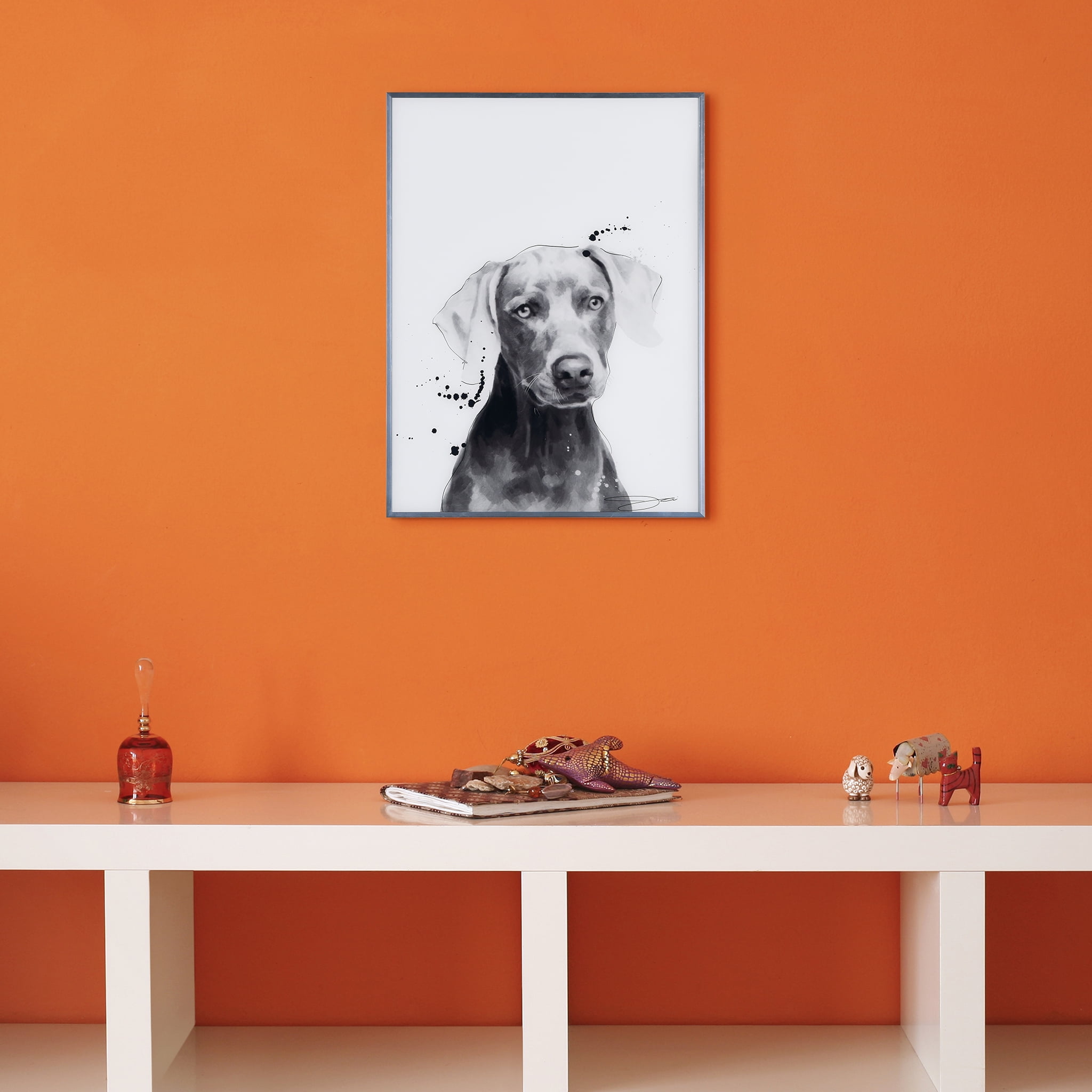 Empire Art Direct Dalmatian Pet Paintings on Printed Glass Encased with A  Black Anodized Frame, 24 x 18 x 1