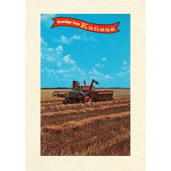 Vintage Lined Notebook Greetings from Kansas, Combine, (Paperback)