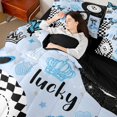 thumbnail image 3 of Erosebridal Blue Plaid Billiards Bedding Comforter Set 7 Pieces for Kids Boys Girls,Sport Strawberry Bow Full Bedding Set for Teens,Black Reversible,Breathable Home Decor, 3 of 6